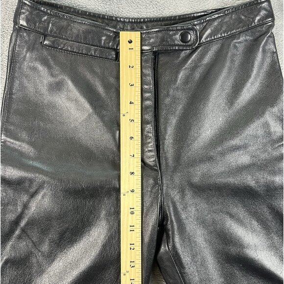 VINTAGE 90s WILSON’S Maxima LEATHER Slim Straight Women’s Moto Pants Black-Sz 8 - Picture 9 of 11